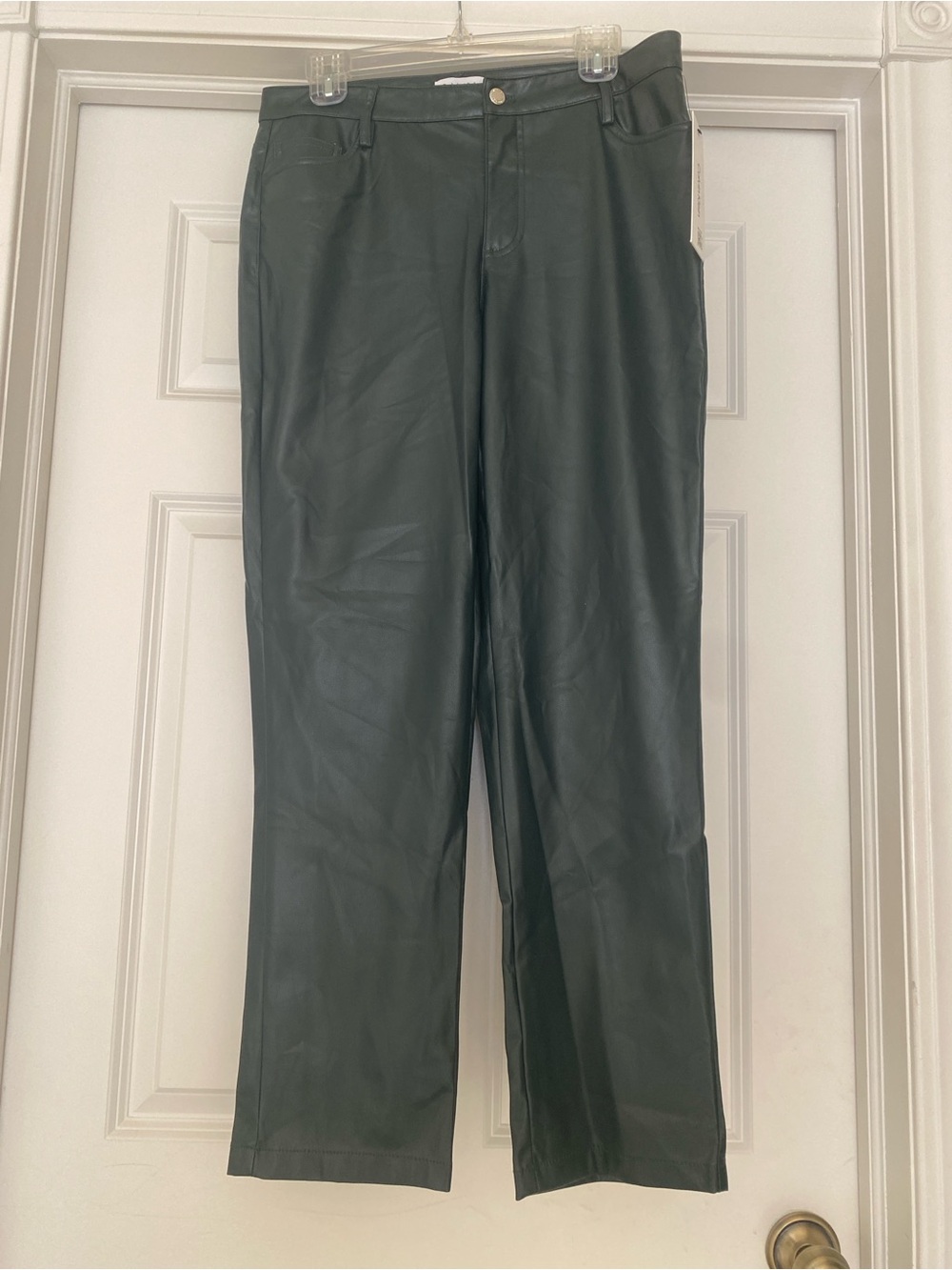 Calvin Klein Forest Green Faux Leather Pants
